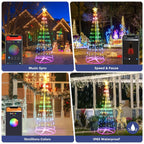 Christmas cone tree lights with star toppers