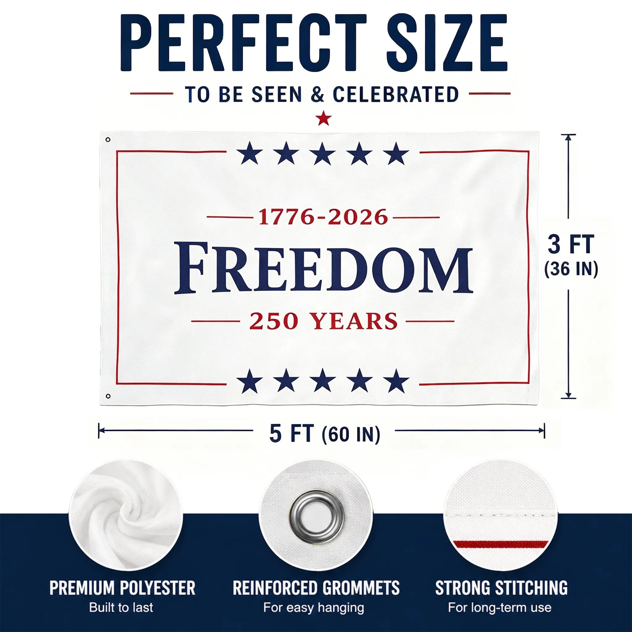 🇺🇸 Freedom 250 Years American Flag – 1776–2026 Patriotic Outdoor Banner