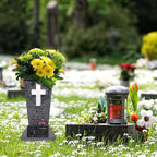 🕊️ Solar Cemetery Vase with LED Cross Light 🌿✨