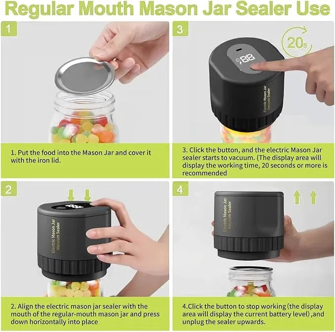 Rechargeable Electric Mason Jar Vacuum Sealer