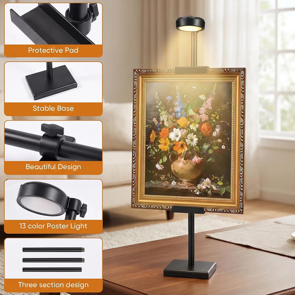 Adjustable Lighted Tabletop Picture Frame Display Stand