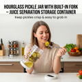 🥗Hourglass Pickle Jar with Built-In Fork – Juice Separation Storage Container