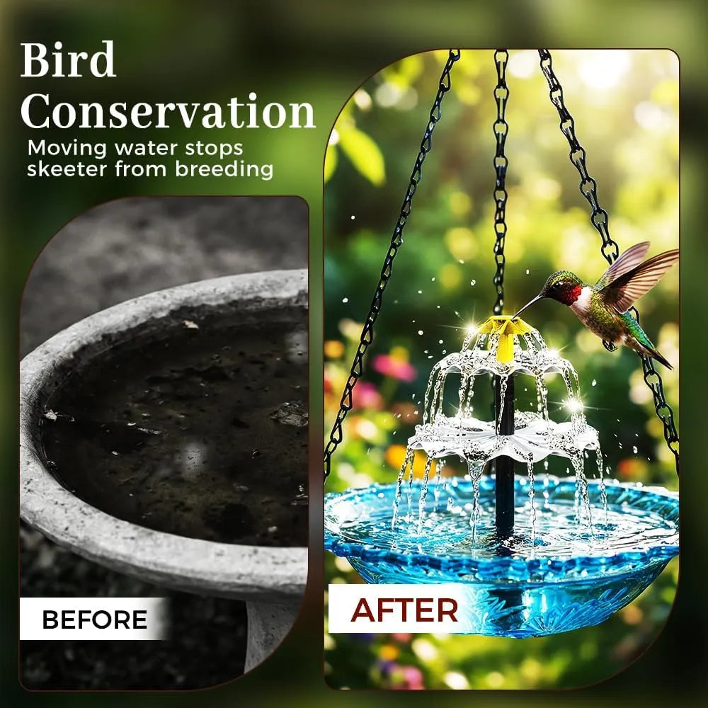 💦 Hanging Solar Bird Bath Fountain