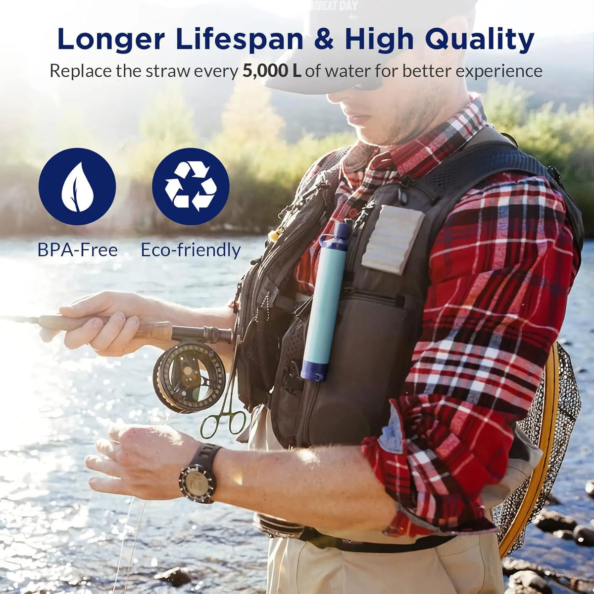 Personal Straw Water Filter for Camping, Hiking, Survival, Emergency, Travel