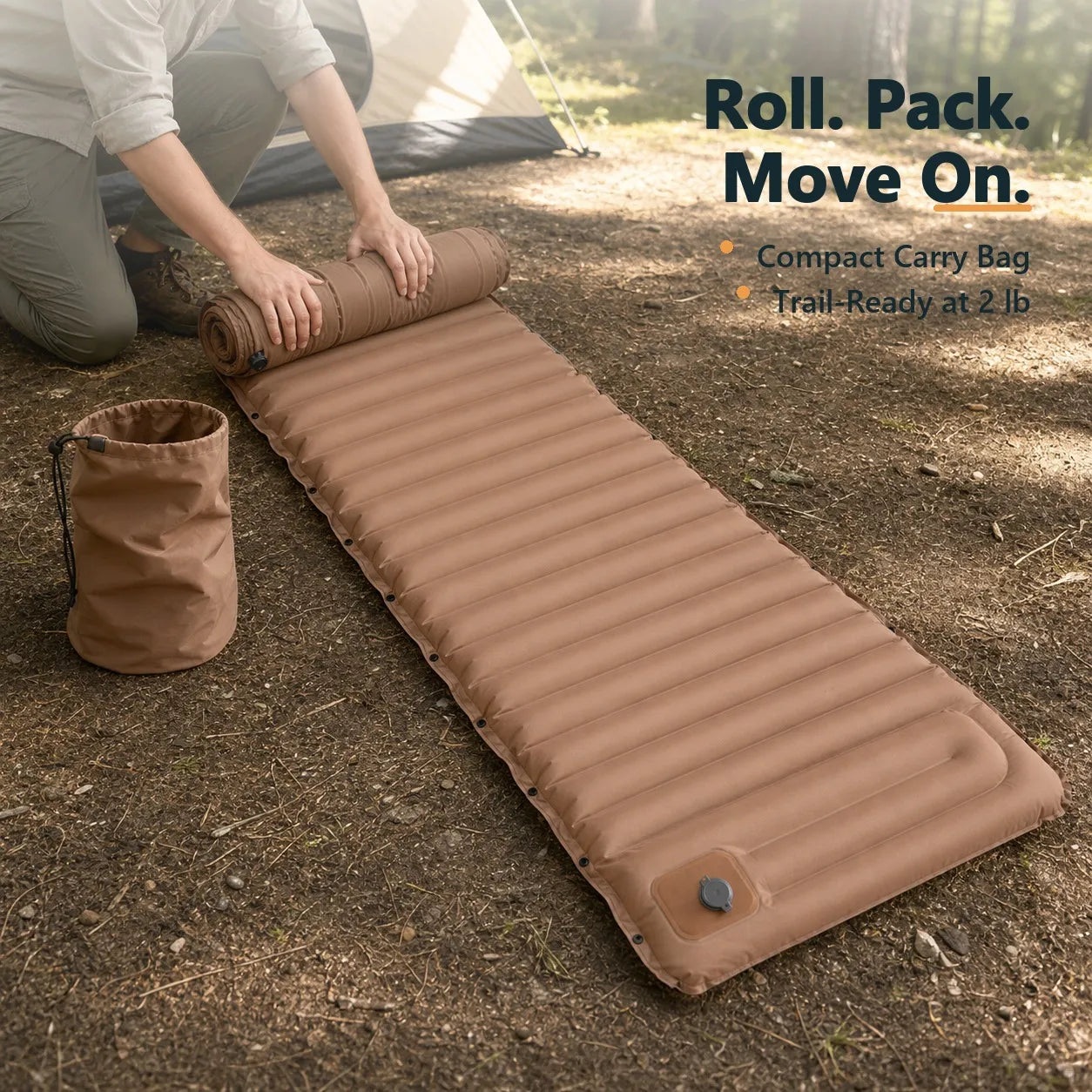 Ultralight 4-Inch Camping Mattress with Built-In Foot Pump