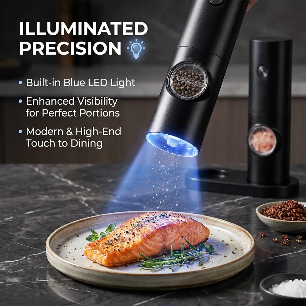 ⚡Electric Salt & Pepper Grinder Set – 2 Pack Automatic Spice Mills  🎈