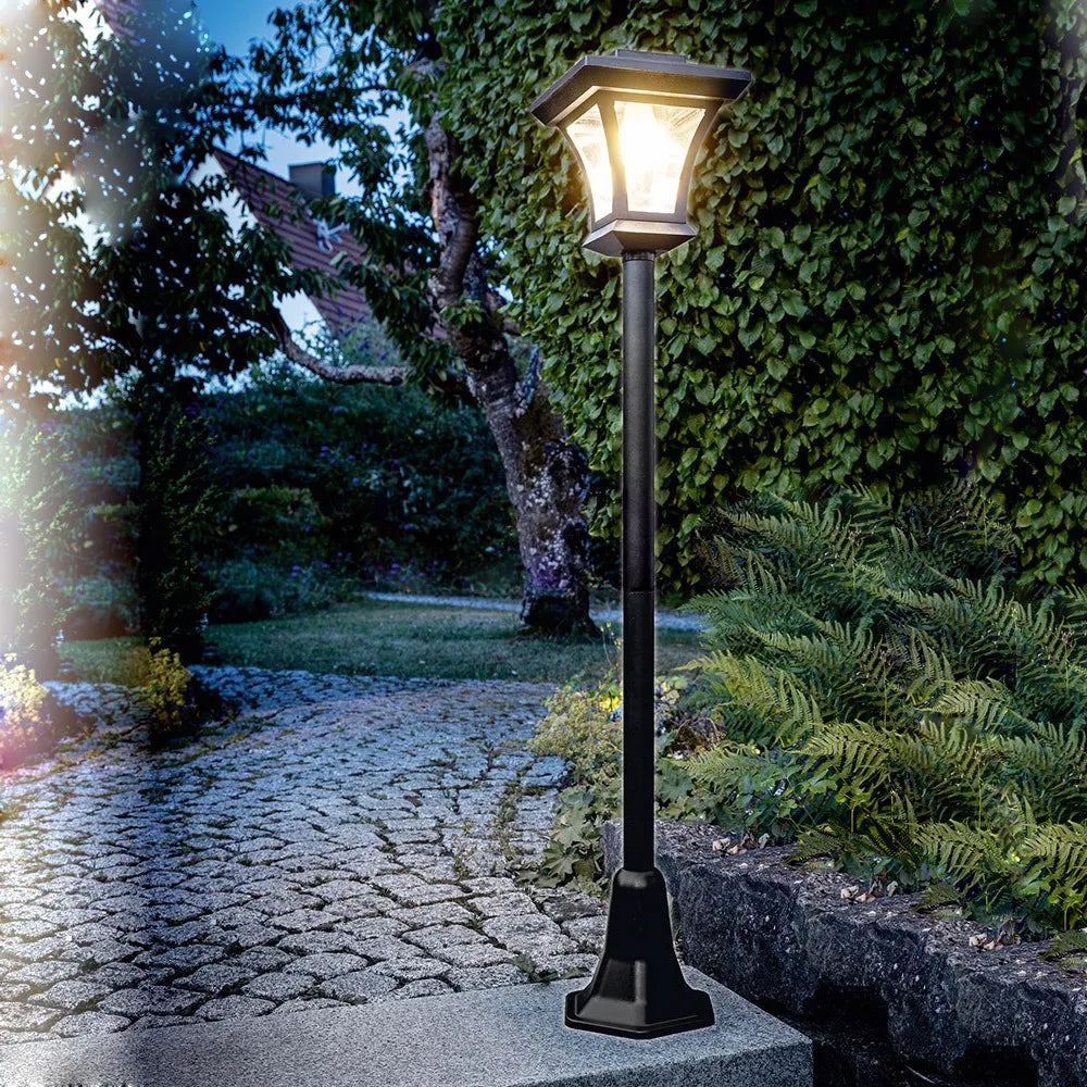 Vintage Solar Courtyard Post Lamp — Warm Ground-Stake Path Light