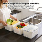 🥬 Fruit & Vegetable Storage Containers with Drain Baskets