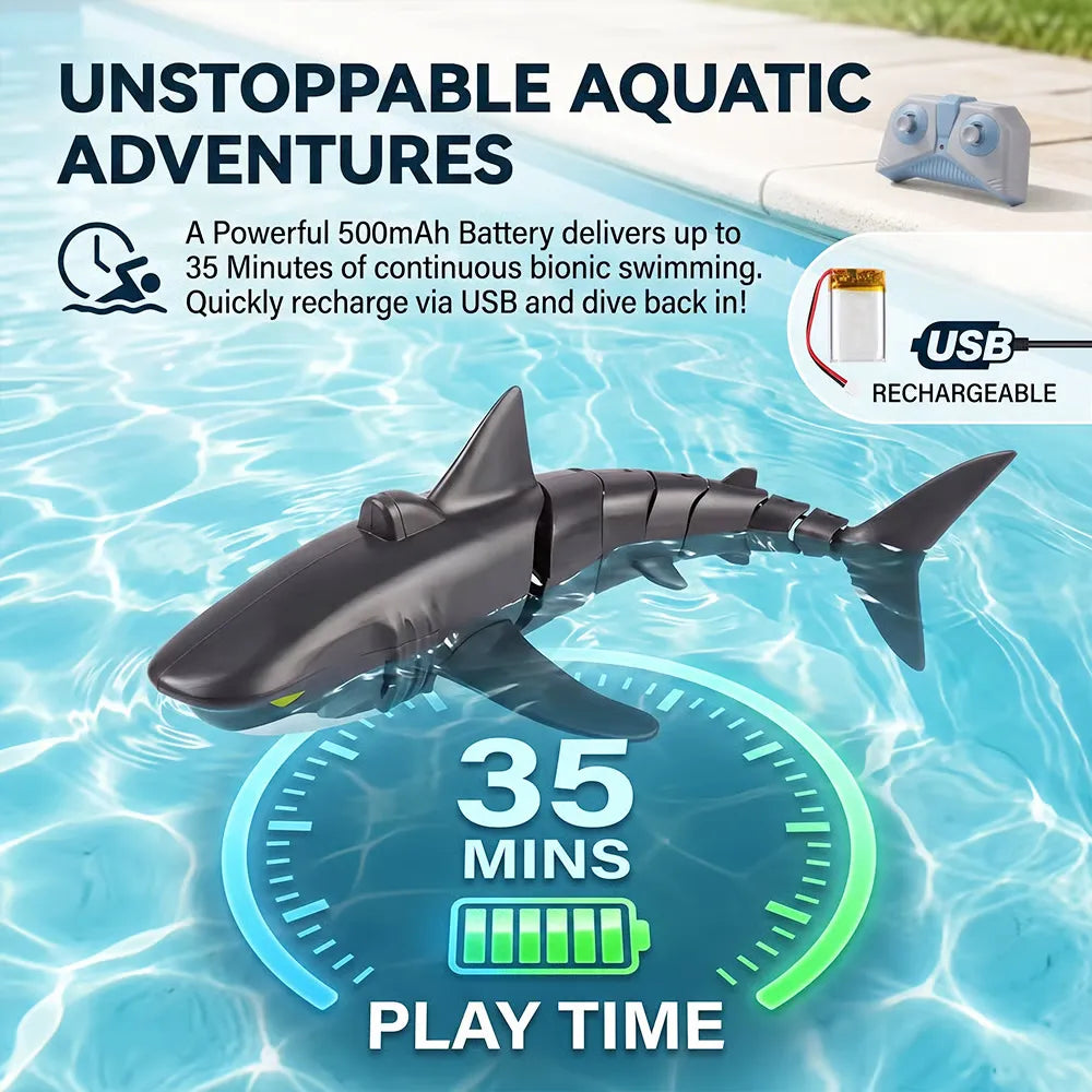 🦈💦2.4G Remote Control Shark Toy – Realistic Swimming RC Shark for Kids