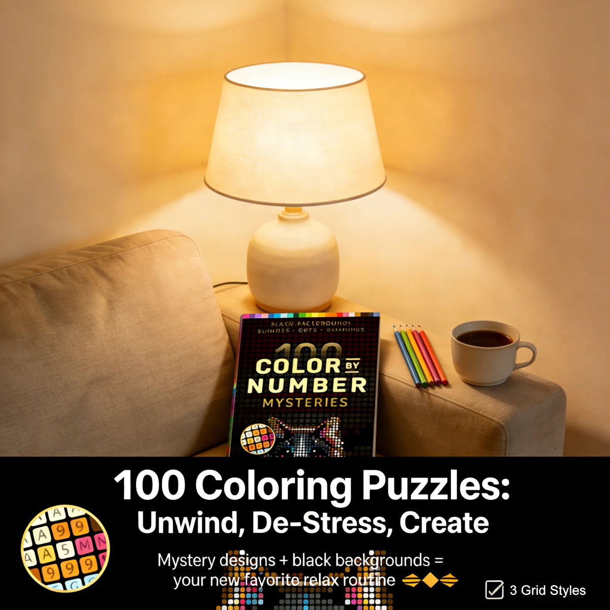 109 Digital Coloring Puzzles: Adult Relaxation and Stress Relief Coloring Book