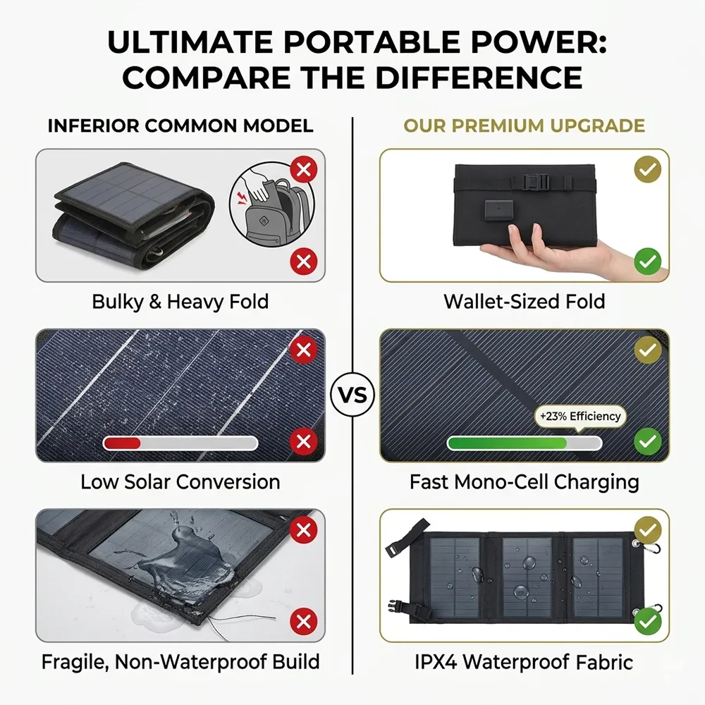 ☀️ Foldable 10W Solar Charger Panel with USB Output