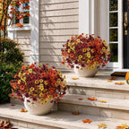 Artificial Fall Violet Flowers for Outdoor Planters – Flexible UV-Resistant Faux Stems