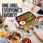 Double-Decker Indoor Electric Grill with 3 Personal Pans