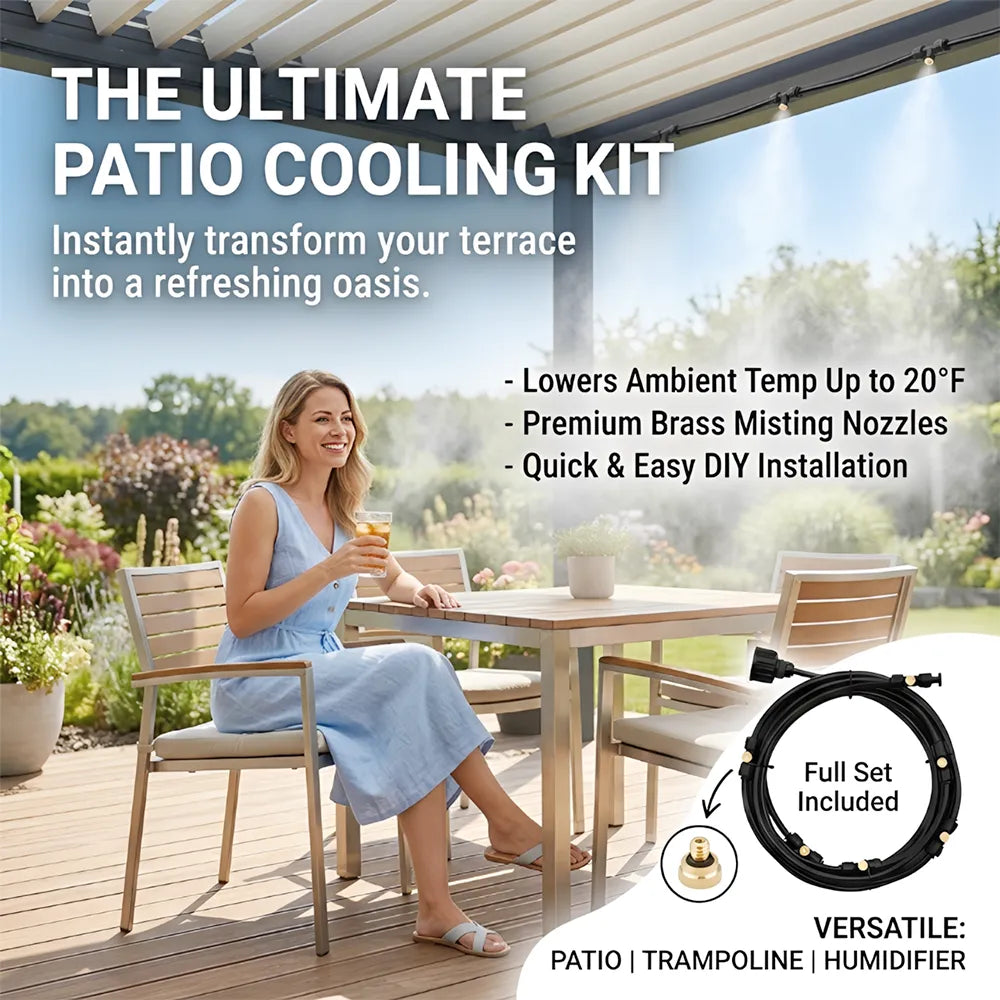 💦☀️Outdoor Spray Cooling System – 75FT DIY Misting Kit for Instant Summer Relief