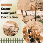 Metal Drummer Statue Courtyard Decoration