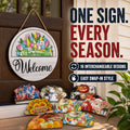 Interchangeable Seasonal Welcome Door Sign Set