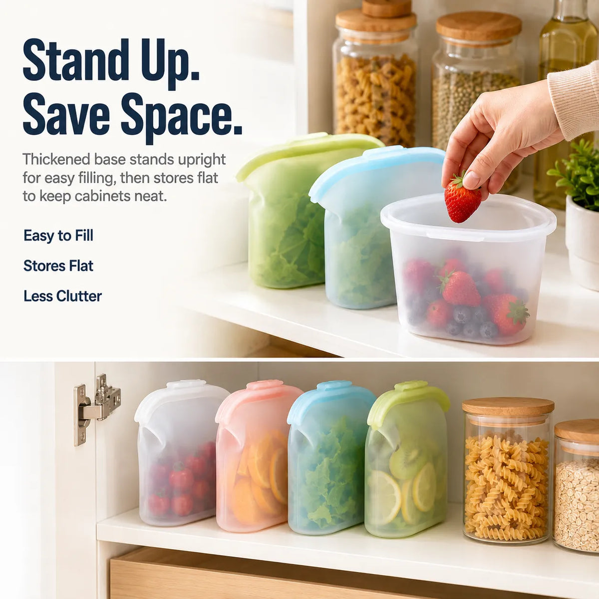 🏠Healthy silicone resealable storage bag🍴