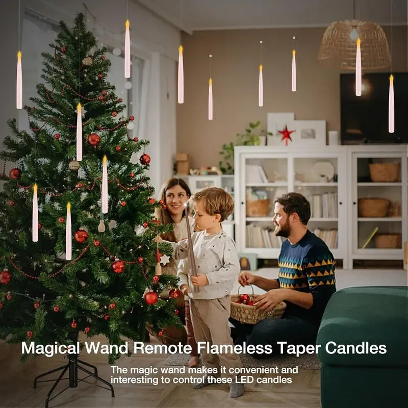 🕯️Flameless Floating LED Candles with Magic Wand Remote
