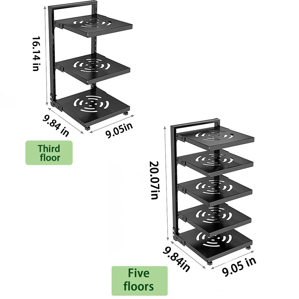 😃3-Tier & 5-Tier Carbon Steel Storage Rack for Pots, Pans, Lids & Cookware