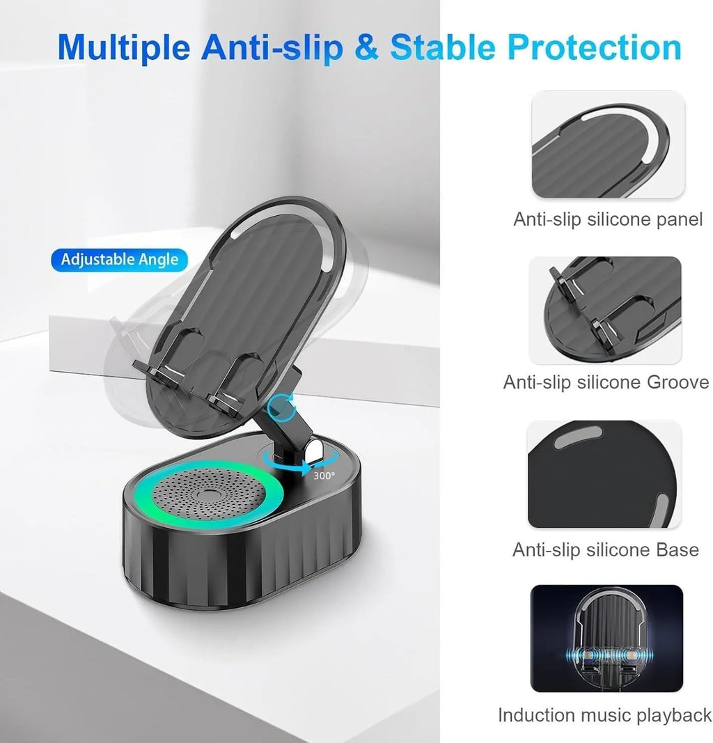 Wireless Induction Audio Bluetooth Speaker 5in1 Phone Holder