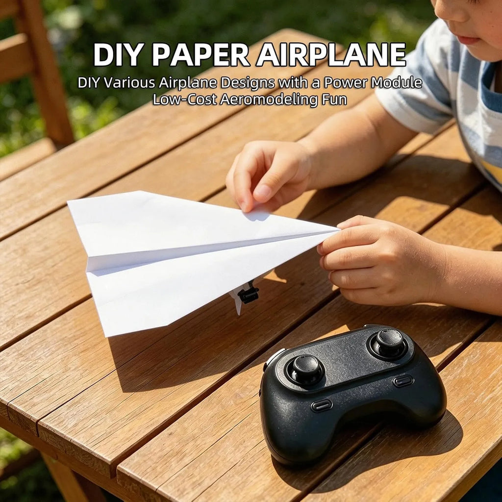 DIY RC Paper Airplane Power Kit with Gyro-Stabilized Remote Control
