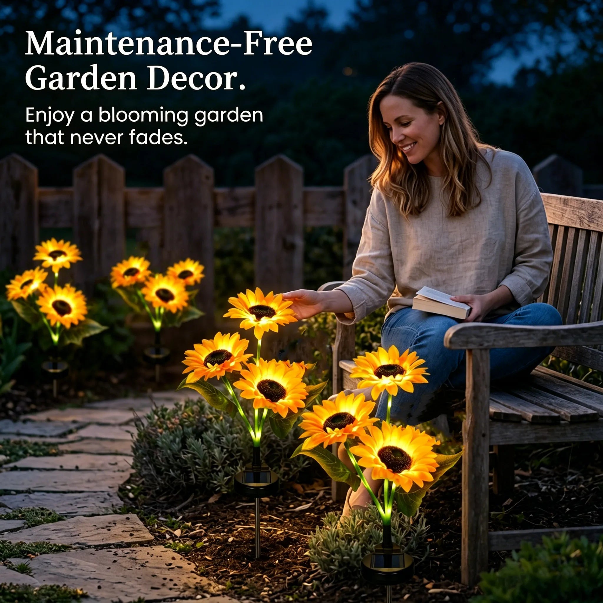 🌻 Artificial Sunflower Solar Lights – Outdoor Garden Stake Lights