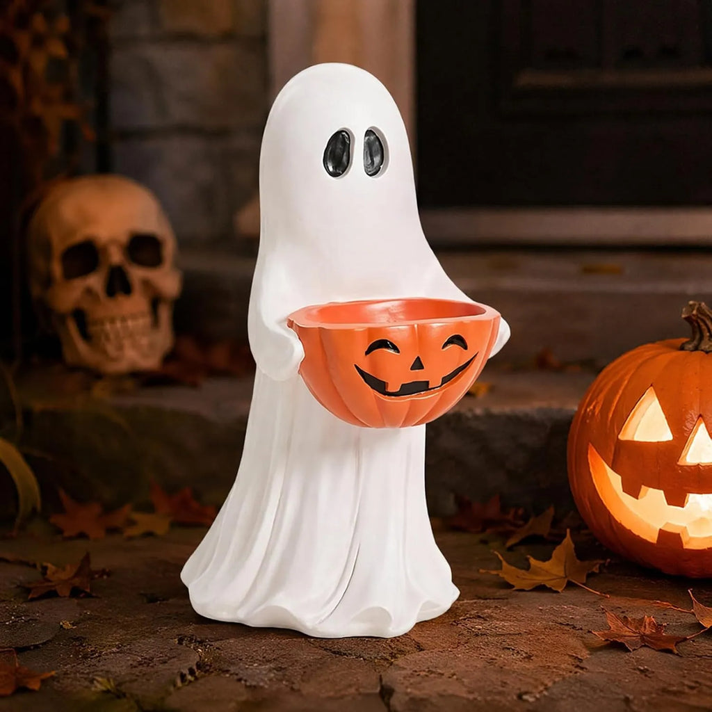 Spooky Welcome Ghost Pumpkin Treat & Planter Bowl