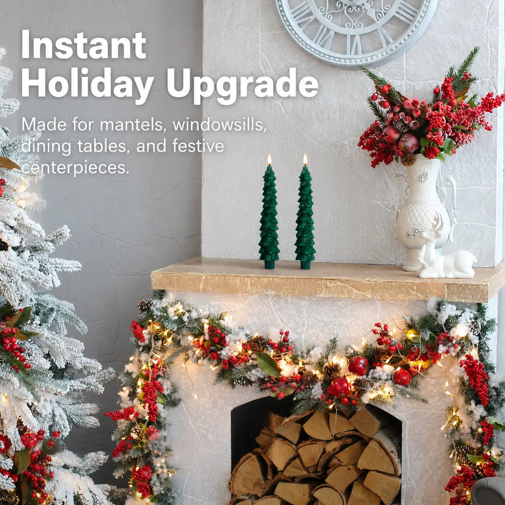 Remote-Controlled Real-Wax Christmas Tree Candles – 2-Piece Set