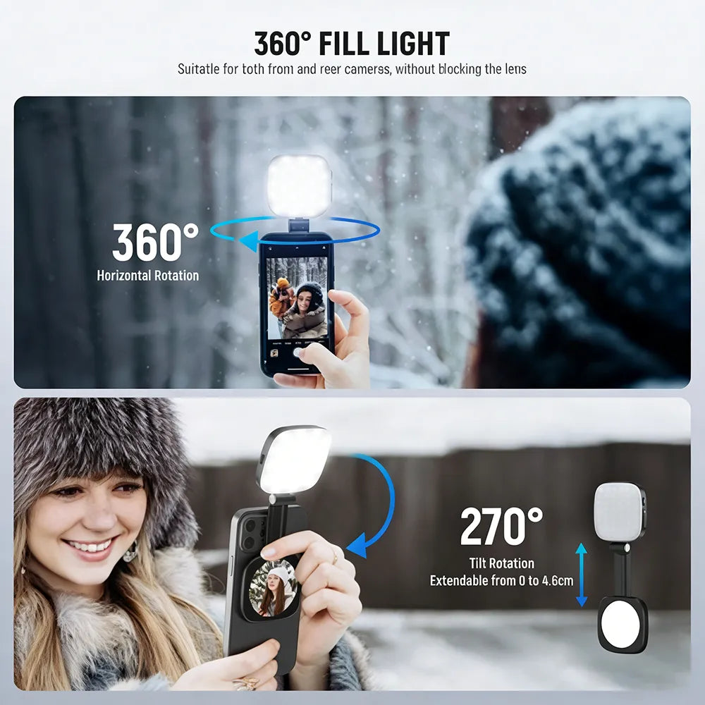 ✨ Magnetic Selfie Fill Light with Mirror