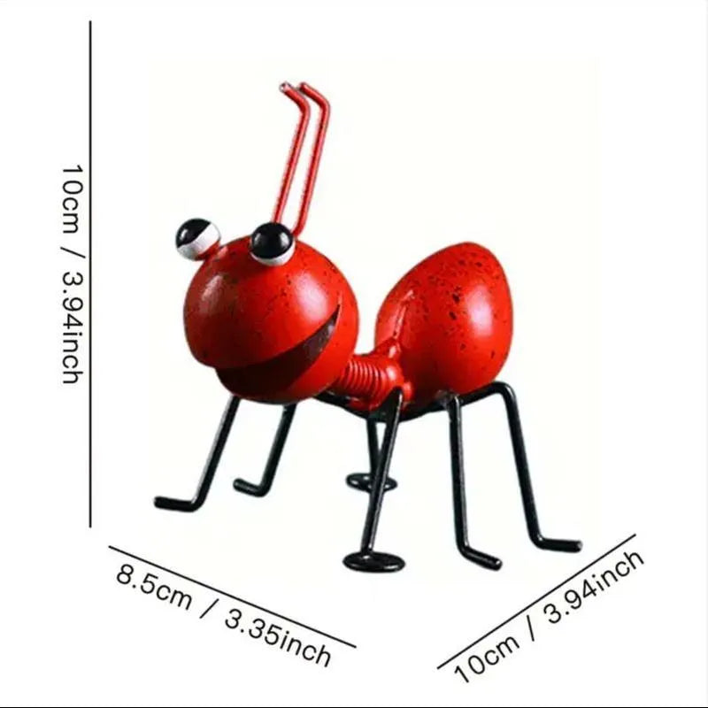 Creative Ant Design Garden Decoration - 4 Pcs Metal Ant Statue Set for Lawn, Tree, Pot, and Window Sill
