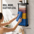 Wall-Mounted Towel Organizer with Top Shelf & 3 Hooks