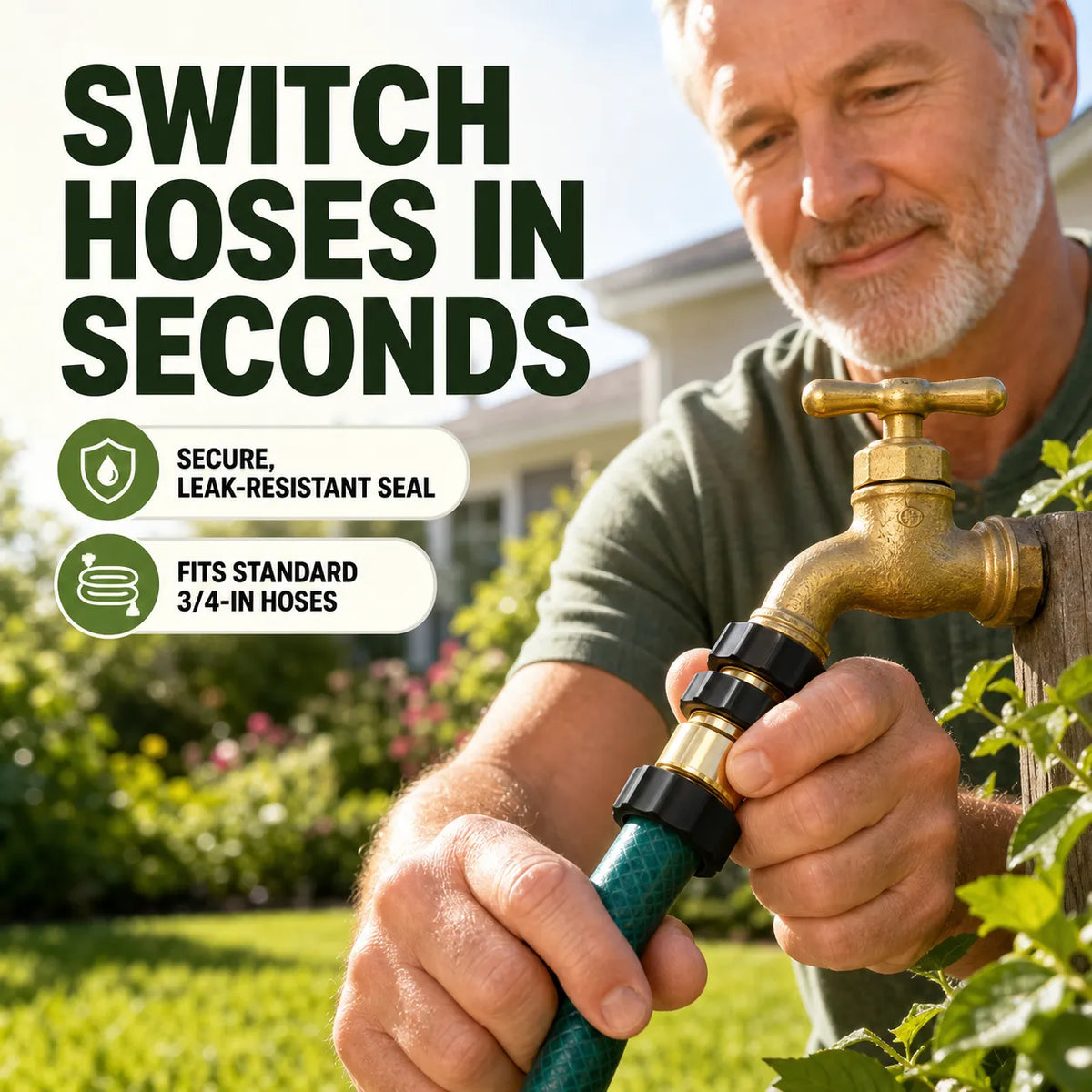 Leak-Resistant Garden Hose Quick Connector Set