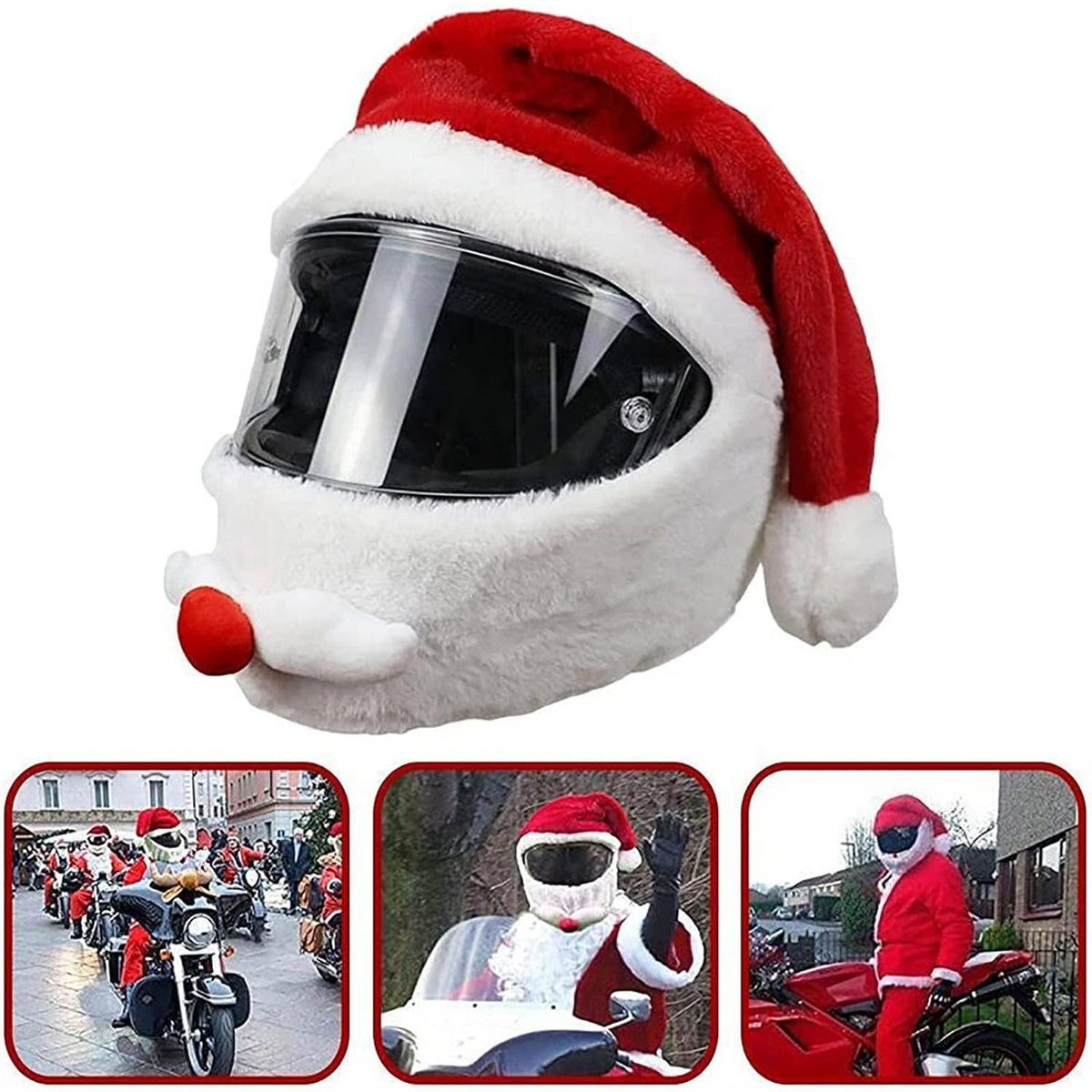 Festive Plush Motorcycle Helmet Covers – Santa & Pumpkin