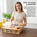 Bamboo Cutting Board Set with Containers & Graters