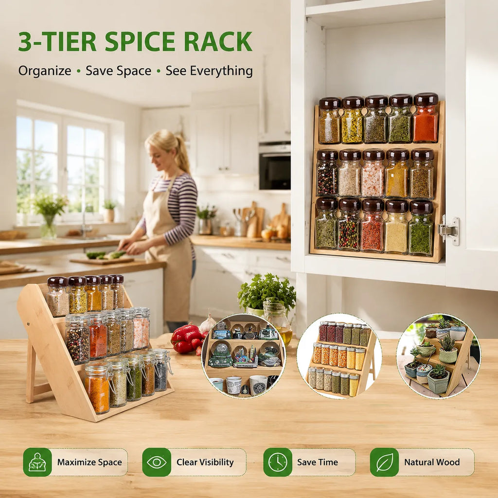 🧂 Bamboo 3-Tier Spice Rack