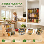 🧂 Bamboo 3-Tier Spice Rack