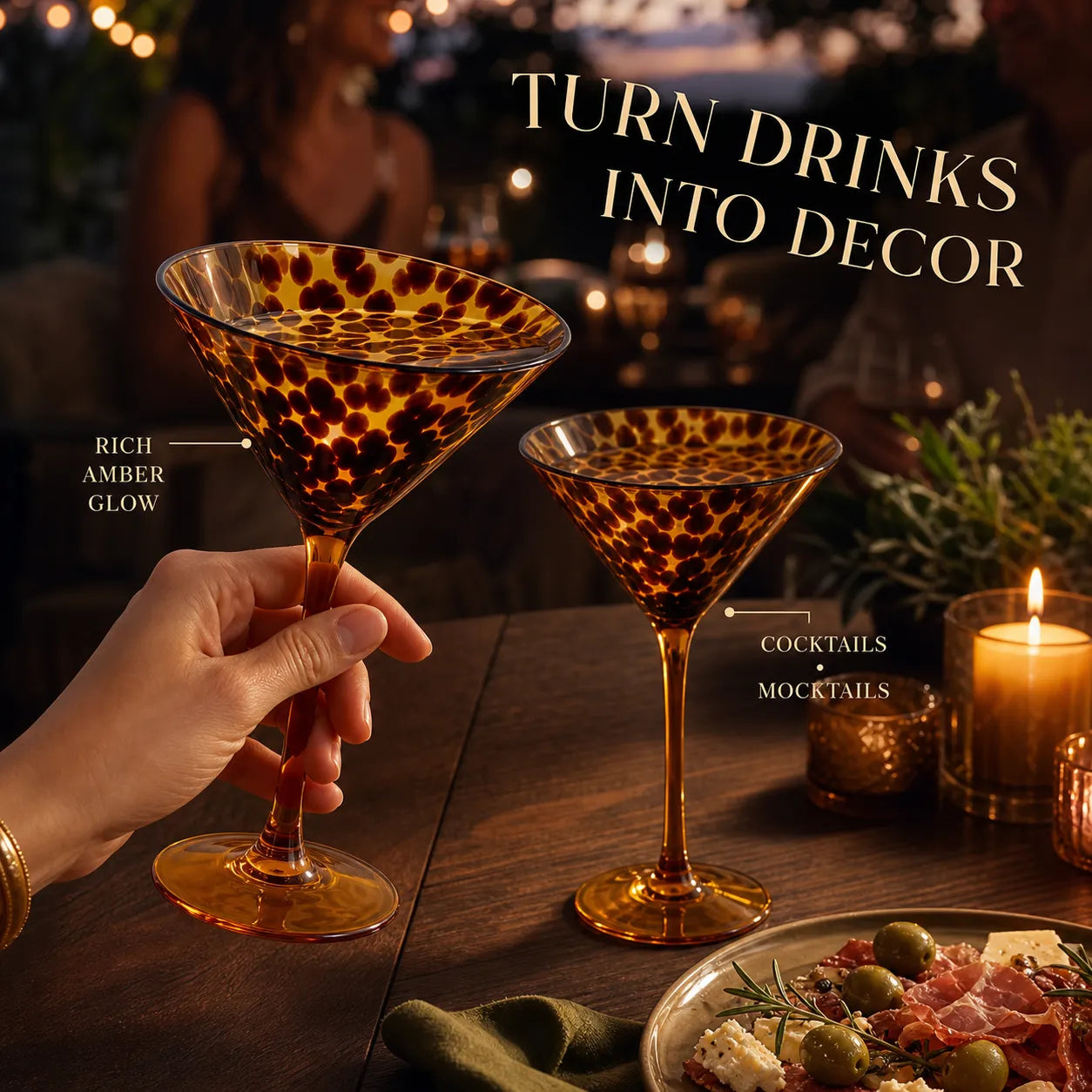 Amber Tortoiseshell Cocktail & Wine Glass