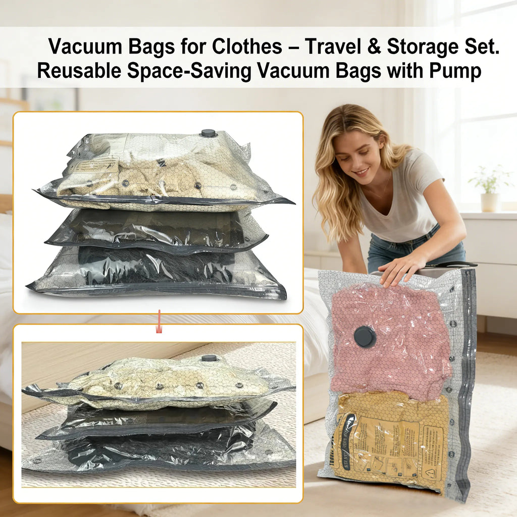 🧳 Vacuum Bags for Clothes – Travel & Storage Set