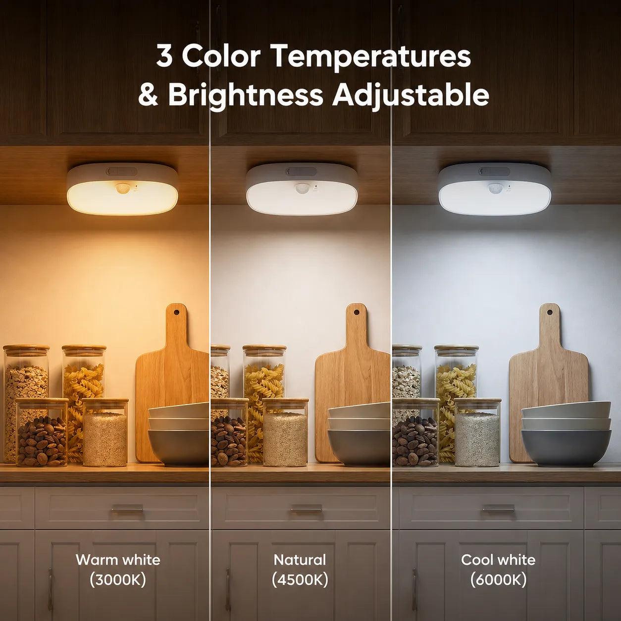 Three adjustable white color temperatures