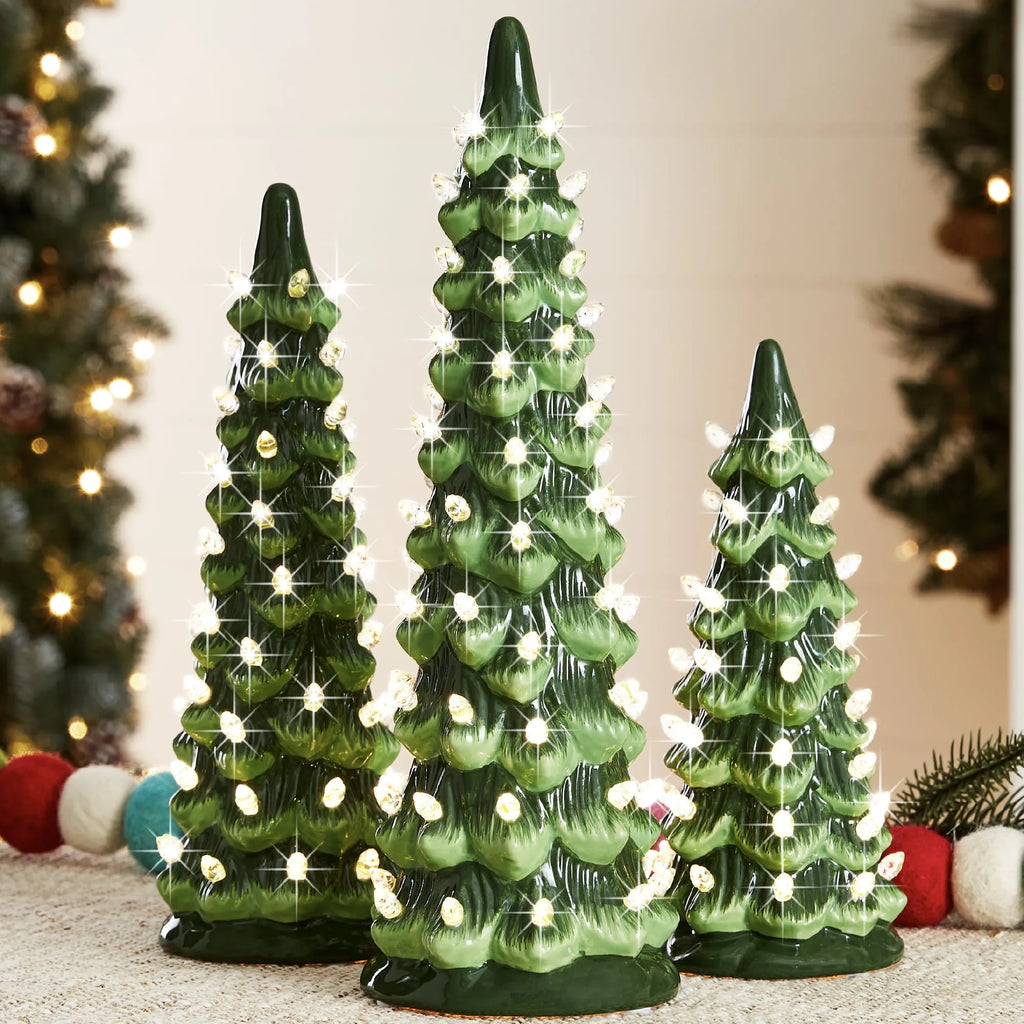 🕯️ Hand-Painted resin Pre-Lit Christmas Tree with LED Lights