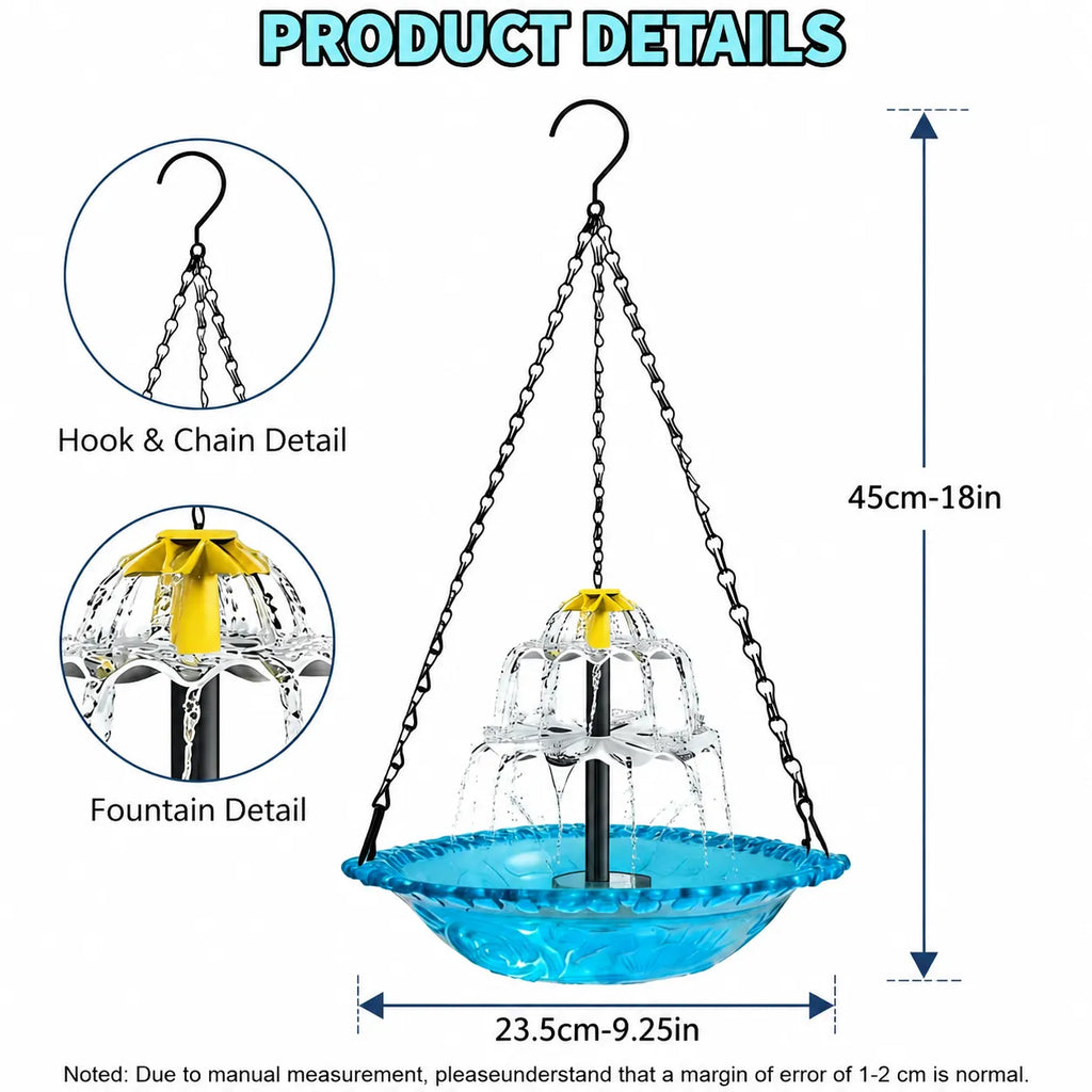 💦 Hanging Solar Bird Bath Fountain