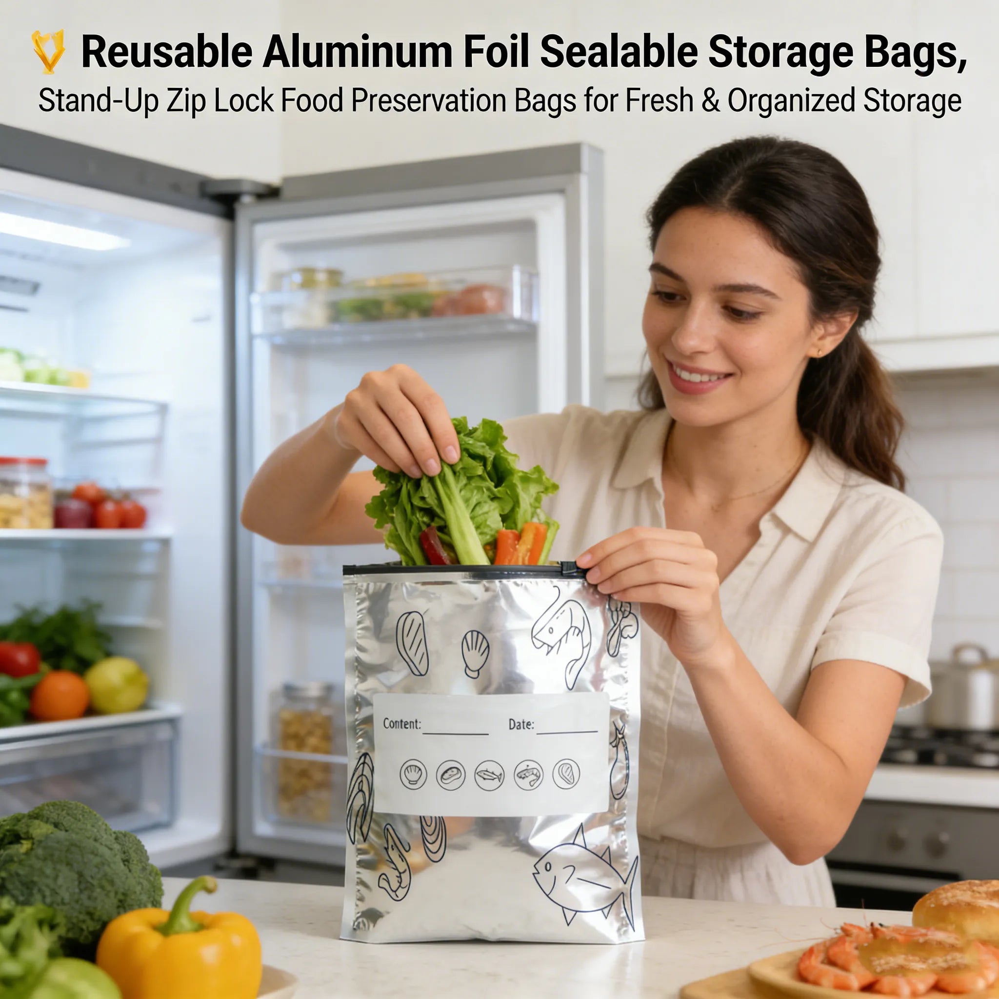 🥗 Reusable Aluminum Foil Sealable Storage Bags