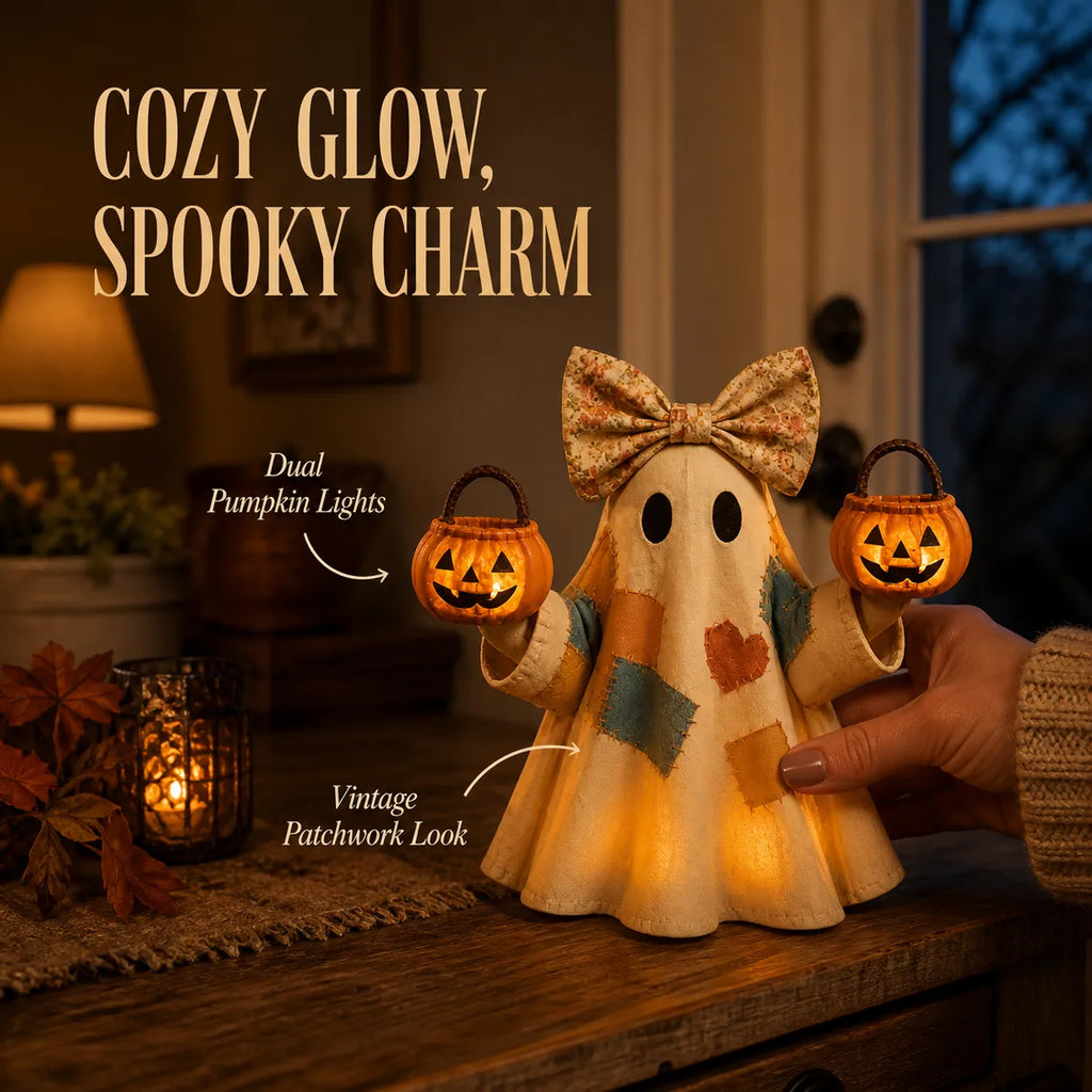 Cozy Glow Patchwork Ghost Halloween Decor