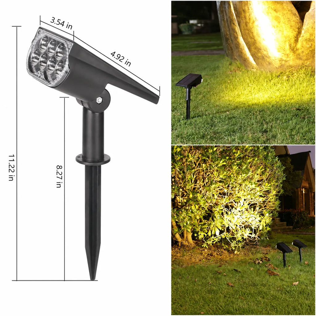7-LED Solar Landscape Spotlights — 2-Pack Ground-Stake Wall Wash Lights