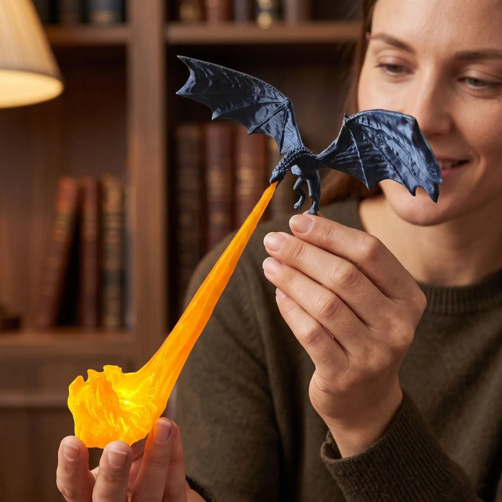 Dragon Flame Book Nook Light – 3D Flying Dragon Bookshelf Decor