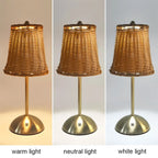 🌿Cordless Rattan Table Lamp – Rechargeable Boho LED Bedside Lamp