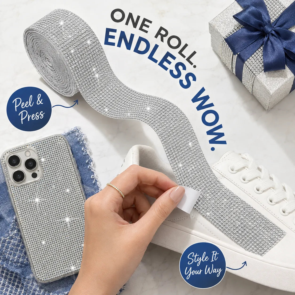 Peel-and-Stick Rhinestone Mesh Tape