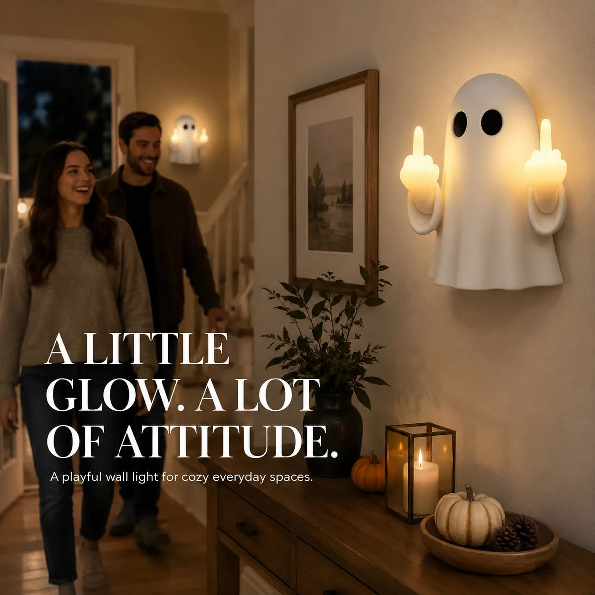Cheeky Double Middle-Finger Ghost Wall Night Light