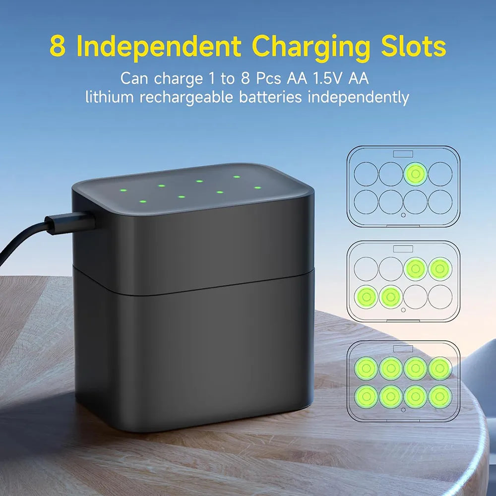 🔋 Rechargeable AA Lithium Battery Pack with Fast Charger