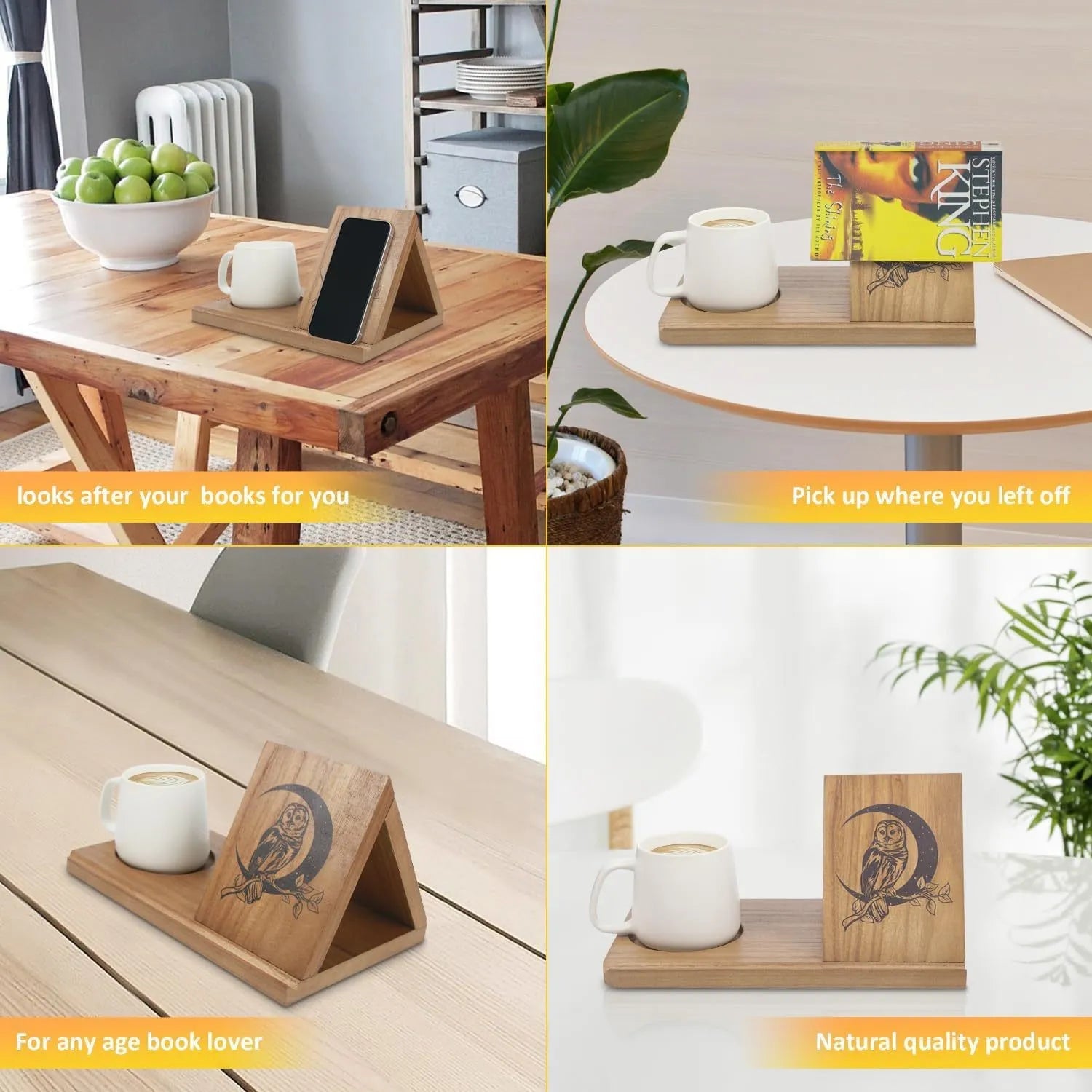 📚 Desktop Solid Wood Triangular Bookstand